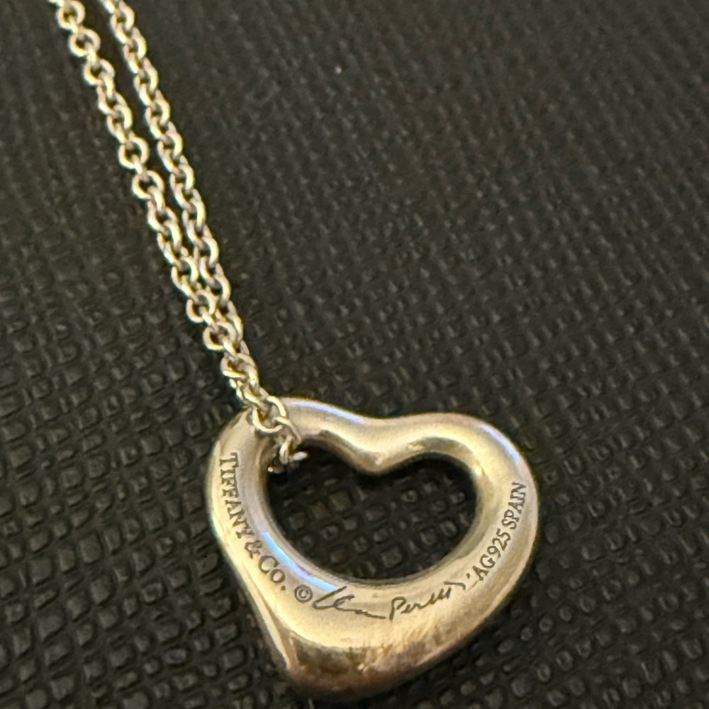 Tiffany & Co. Silver Elsa Peretti Mini Open Heart Necklace 16 inches!